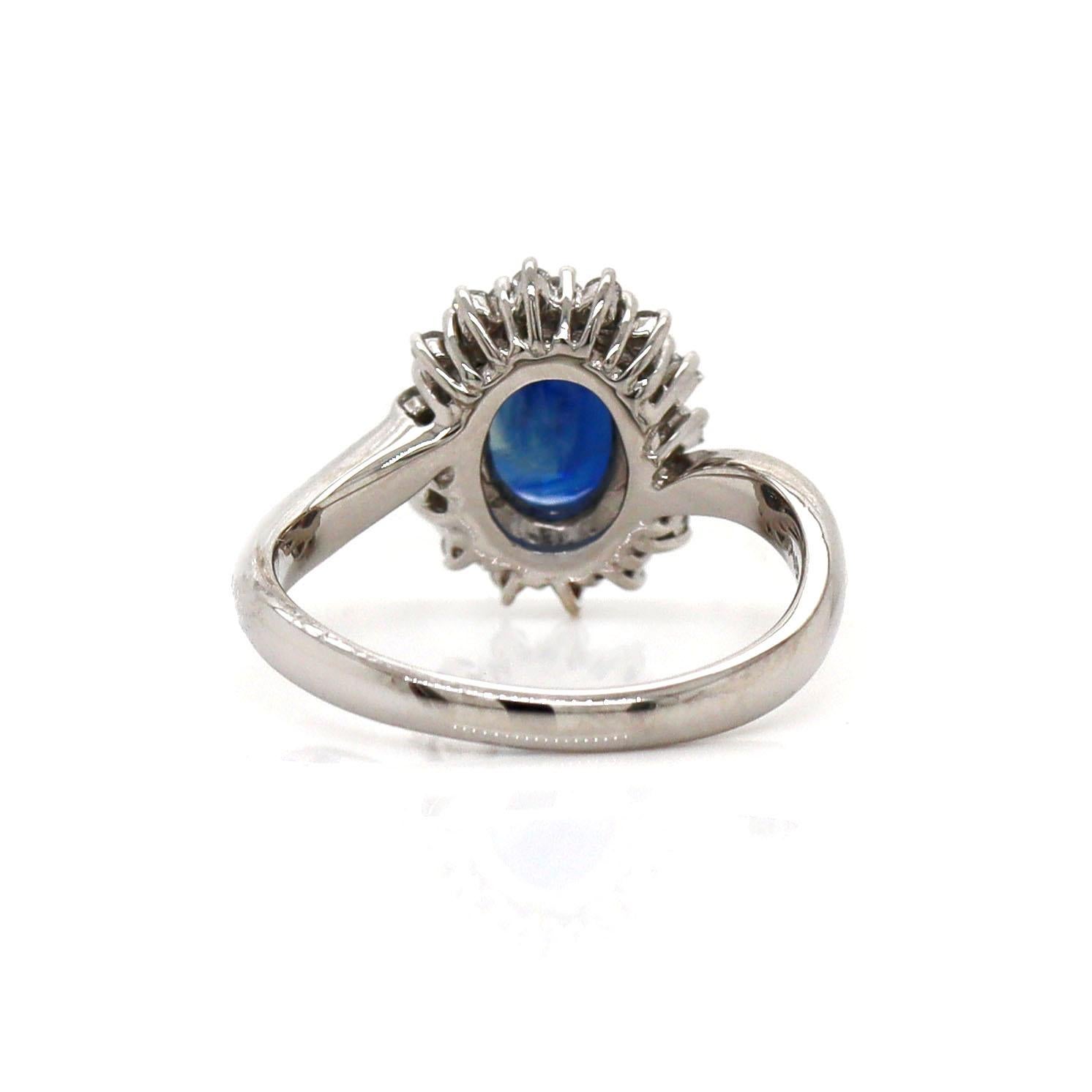 Platinum Pt900 Sapphire and Diamond Ring For Sale 1