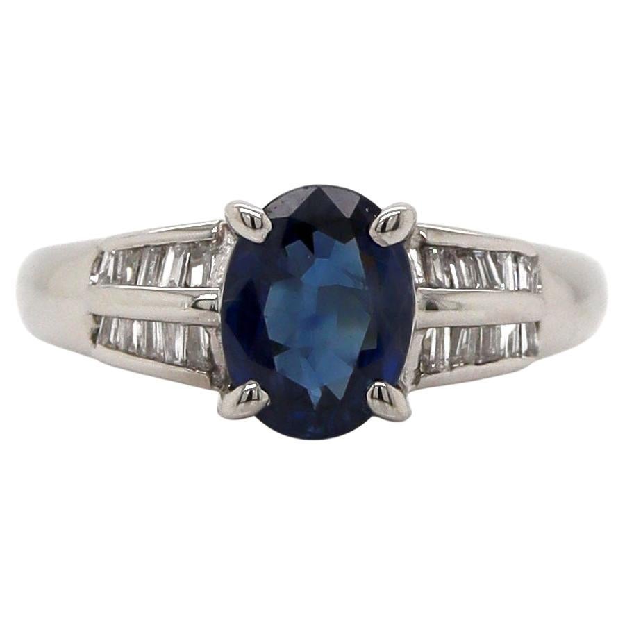Platinum Pt900 Sapphire and Diamond Ring