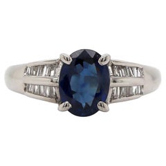 Platinum Pt900 Sapphire and Diamond Ring