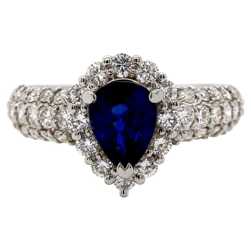 Platinum Pt900 Sapphire and Diamond Ring