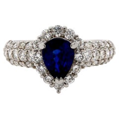 Bague en platine Pt900 saphir et diamants