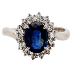 Platinum Pt900 Sapphire and Diamond Ring