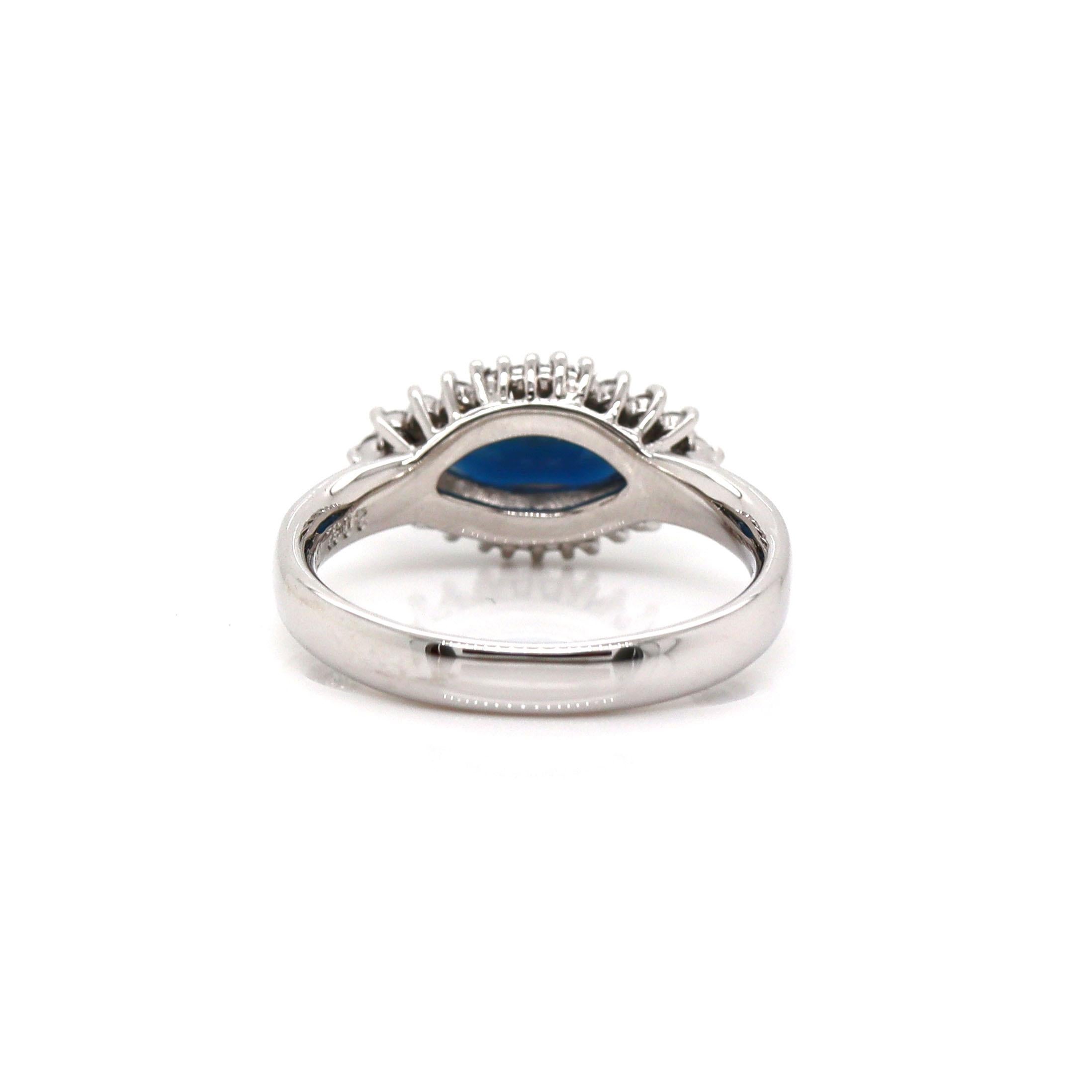 Platinum Pt900 Sapphire & Diamond Ring In New Condition For Sale In Sydney, NSW