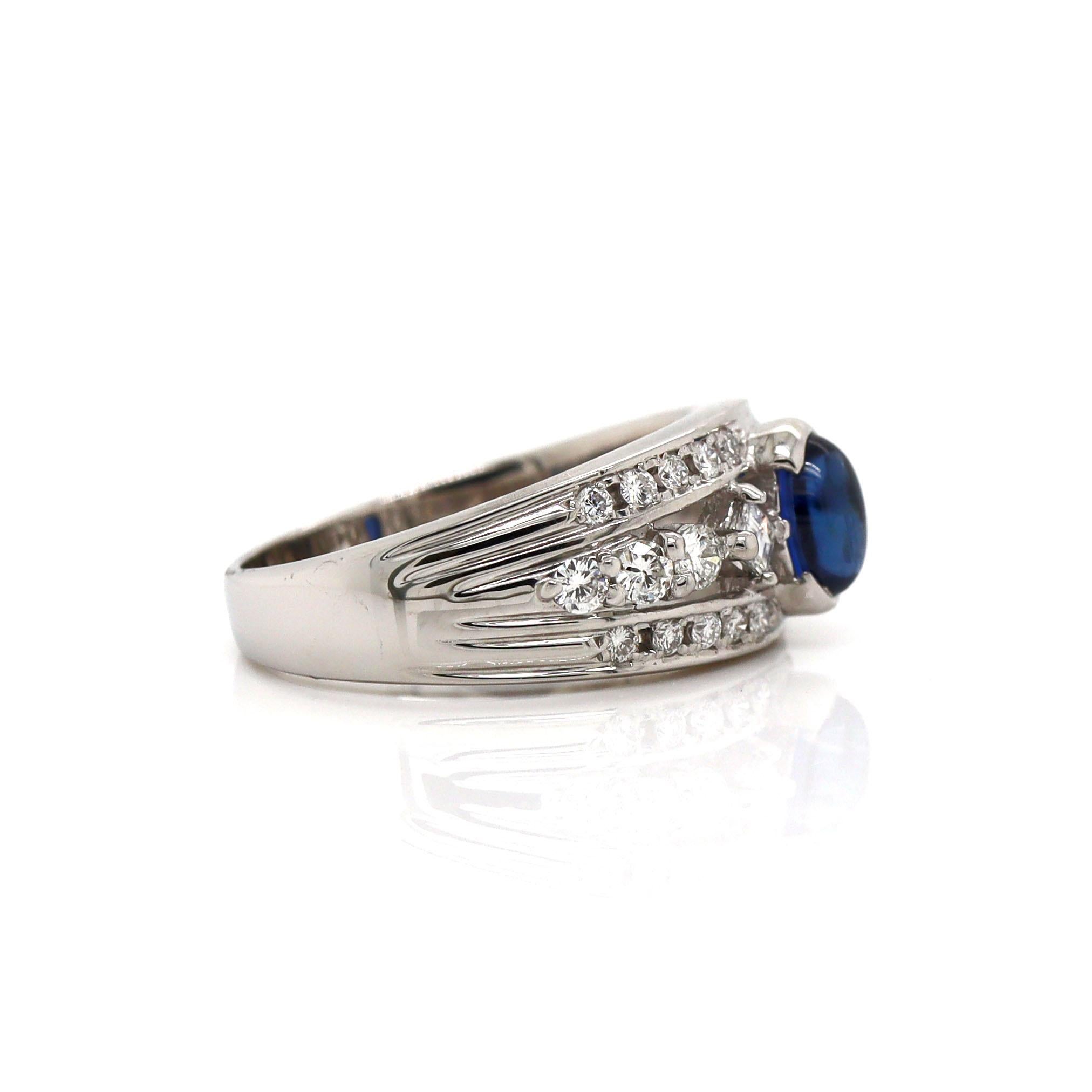 Platinum Pt900 Sapphire & Diamond Ring In New Condition For Sale In Sydney, NSW