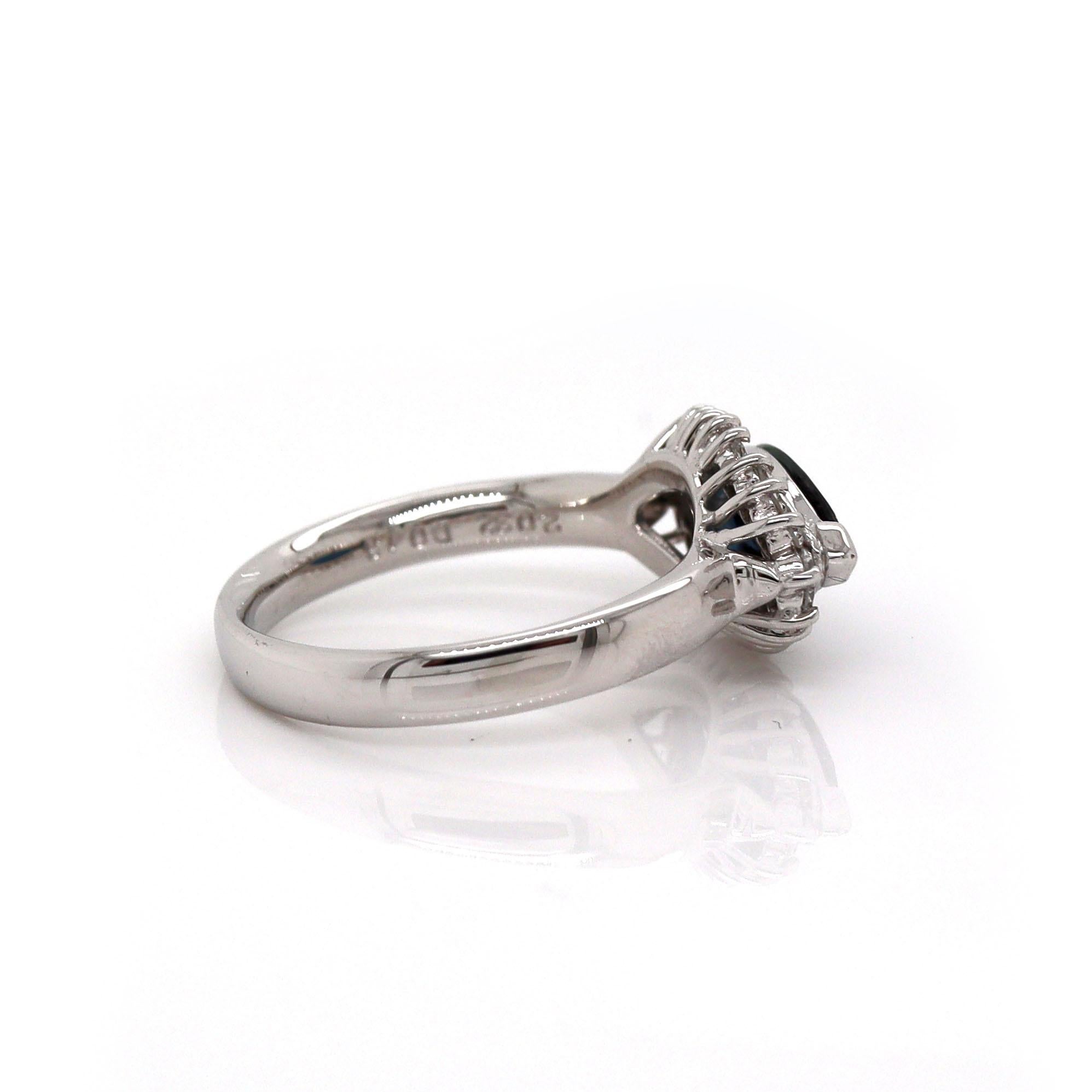 Platinum Pt900 Sapphire & Diamond Ring For Sale 2
