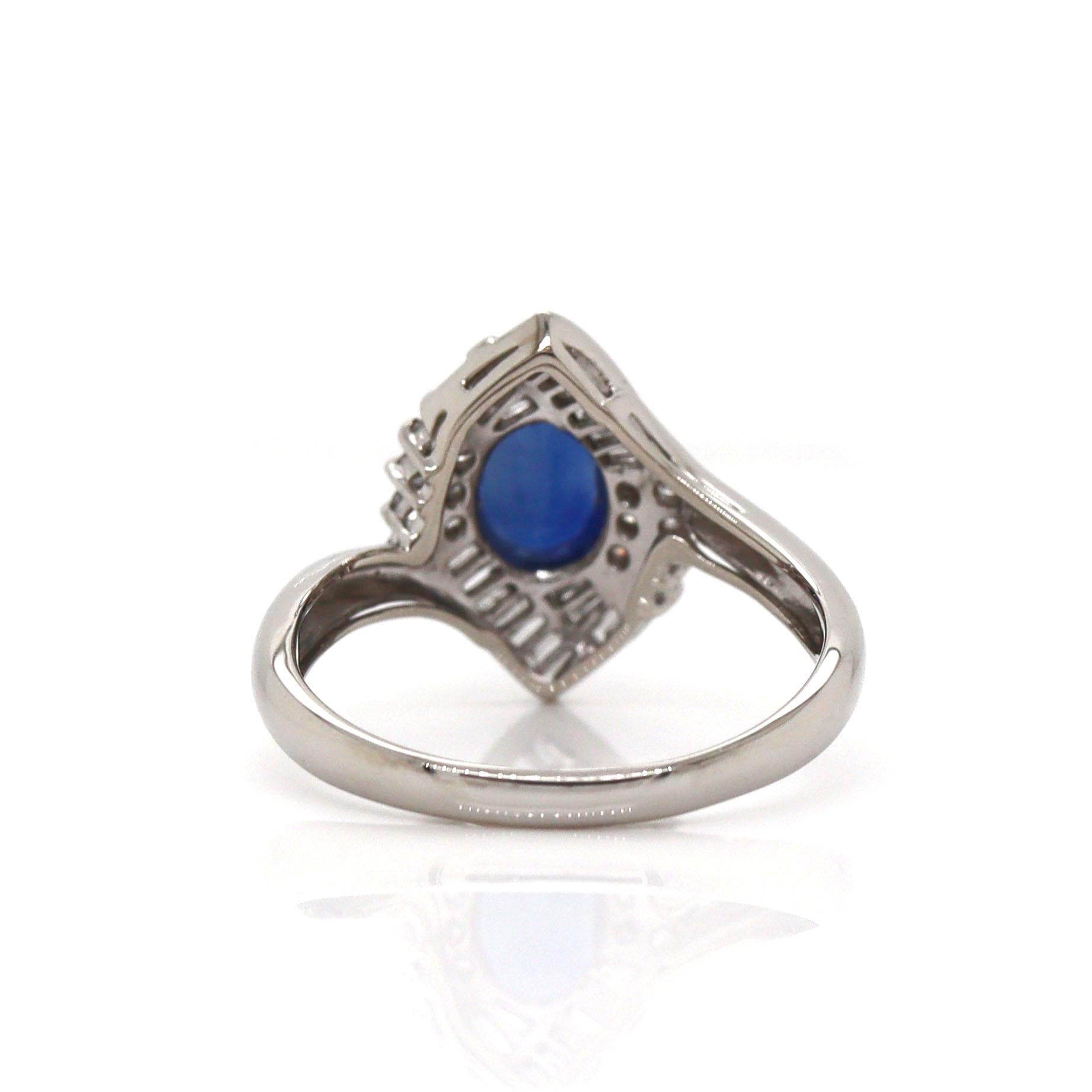 Platinum Pt900 Sapphire & Diamond Ring For Sale 1
