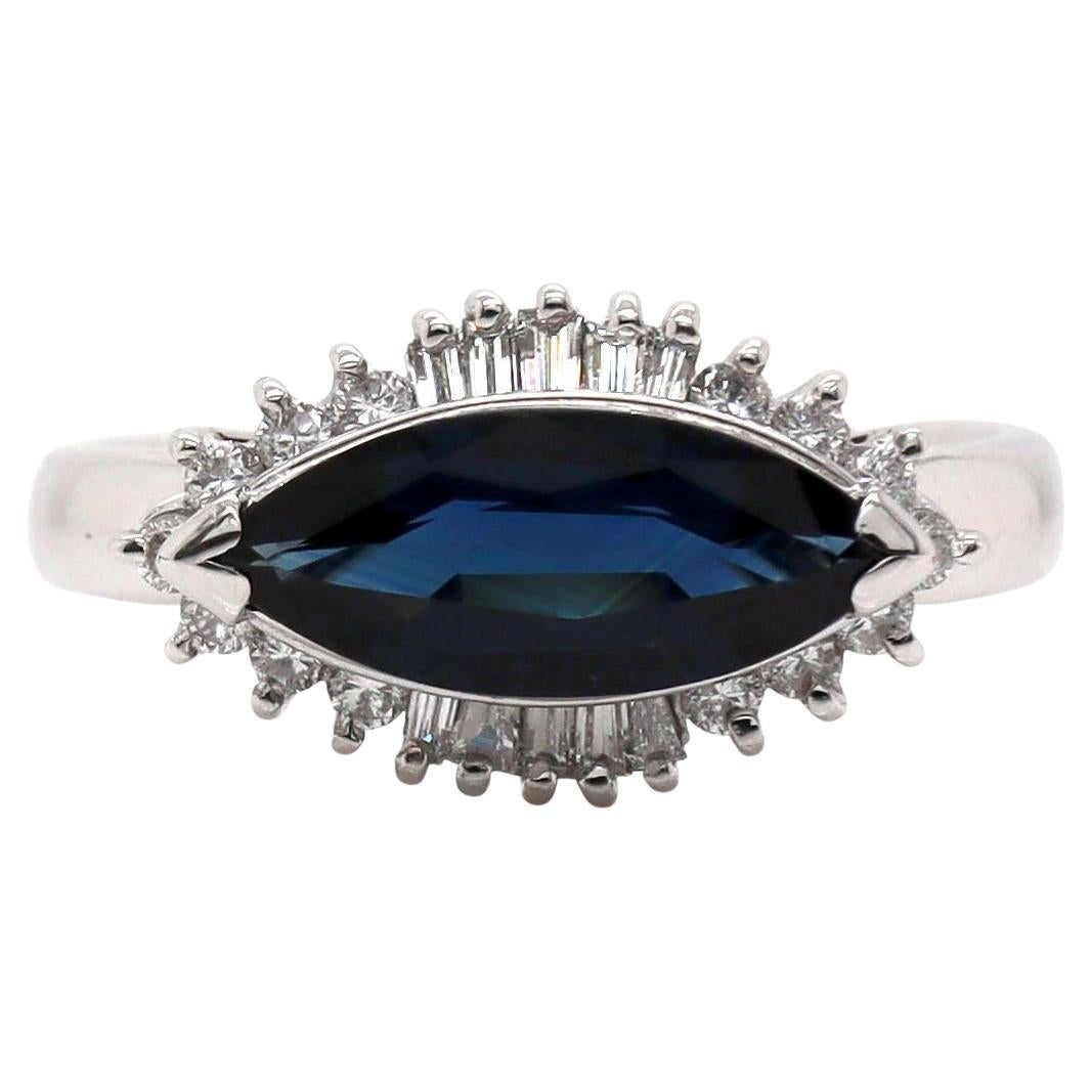 Platin Pt900 Saphir & Diamant-Ring