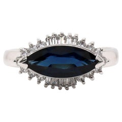 Anillo de Platino Pt900 Zafiro y Diamante