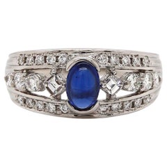 Platinum Pt900 Sapphire & Diamond Ring