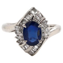Platinum Pt900 Sapphire & Diamond Ring