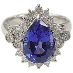 Platinum PT900 Tanzanite and Diamond Ring