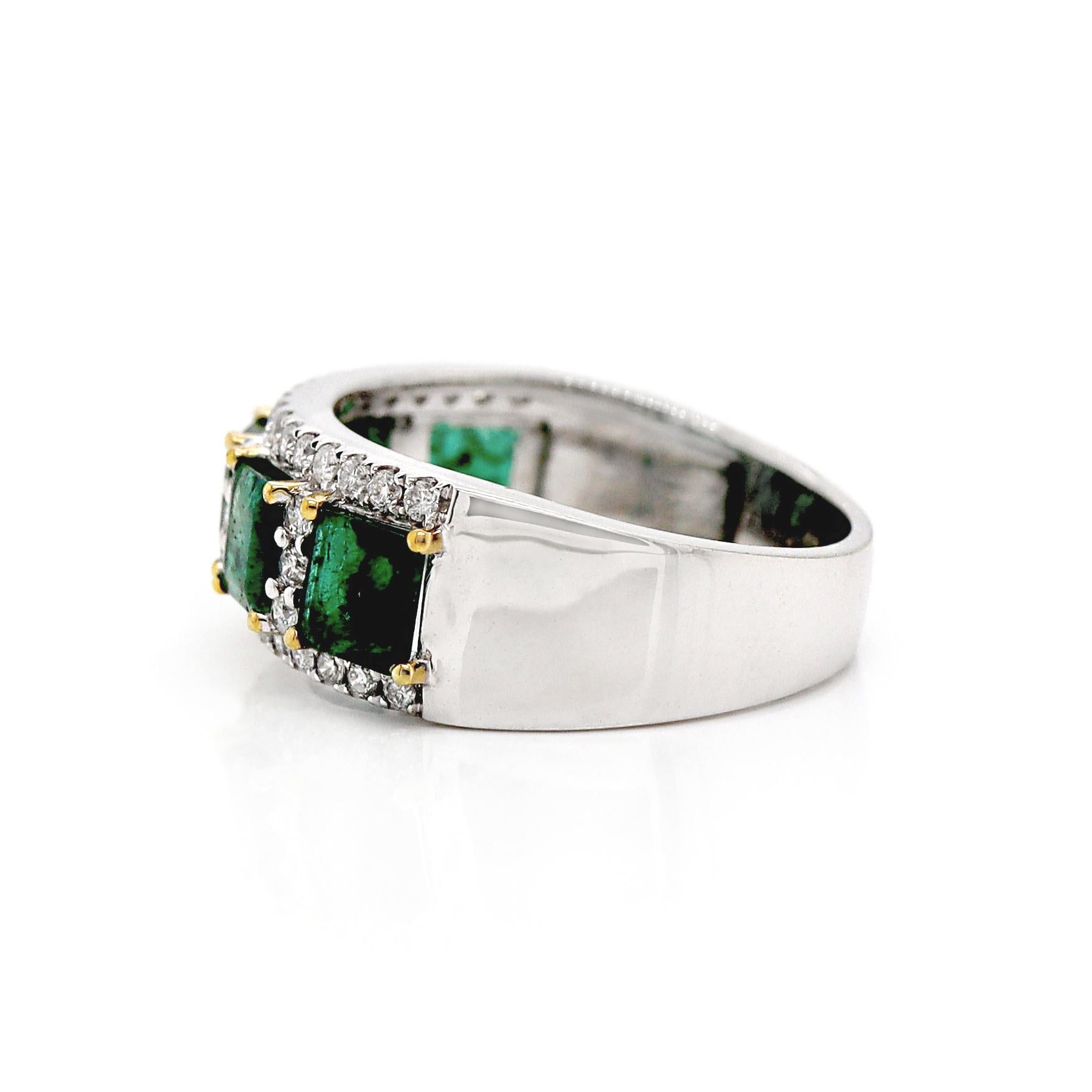 Platin PT950 Ring mit Smaragd und Diamant im Zustand „Neu“ im Angebot in Sydney, NSW