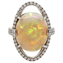 Anello in platino PT950 con opale e diamanti