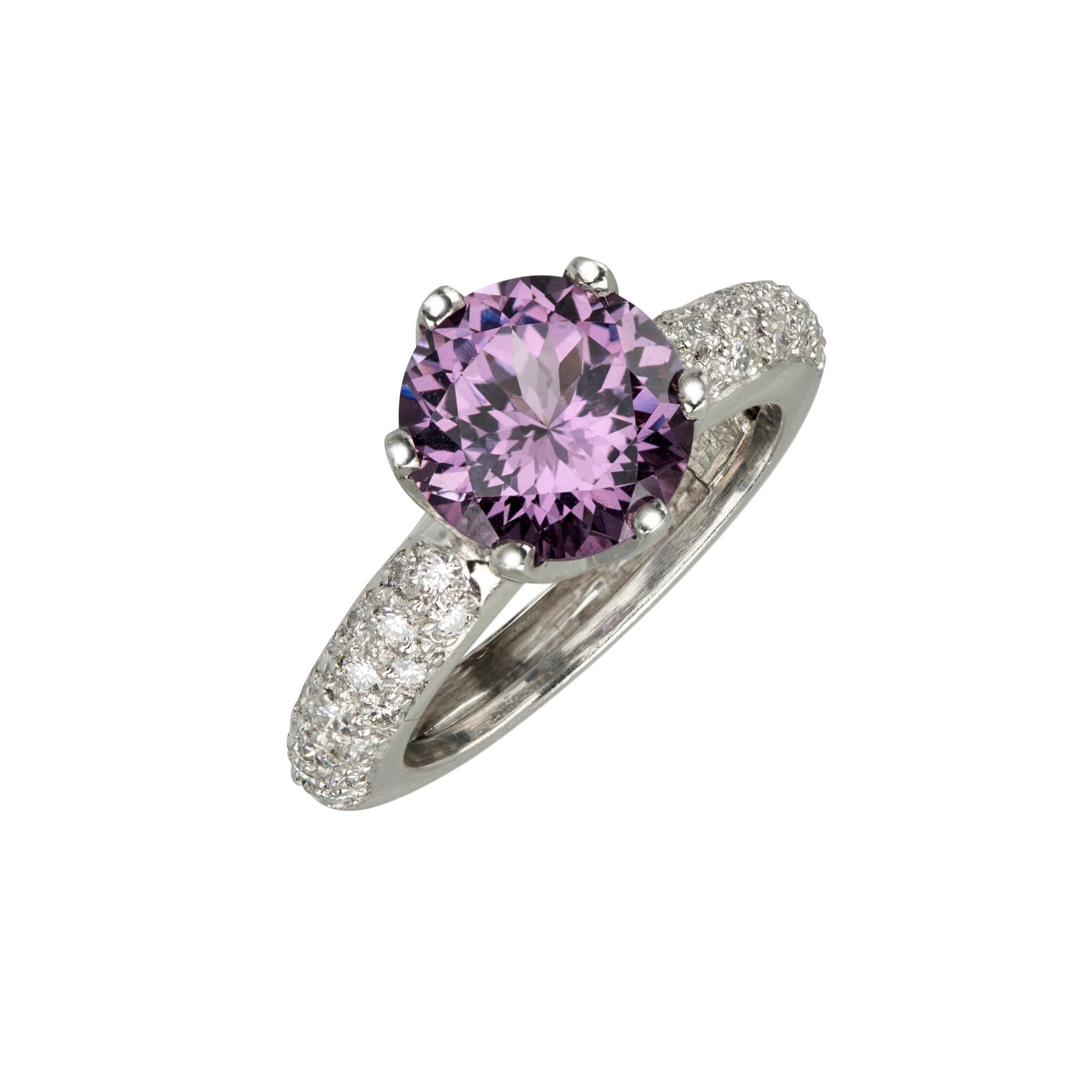 Contemporary Platinum Purple Spinel and Diamond Ring, by Gloria Bass For Sale