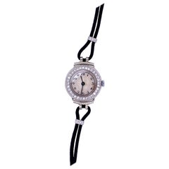 Platinum Quartz Watch Witch Diamond Bezel