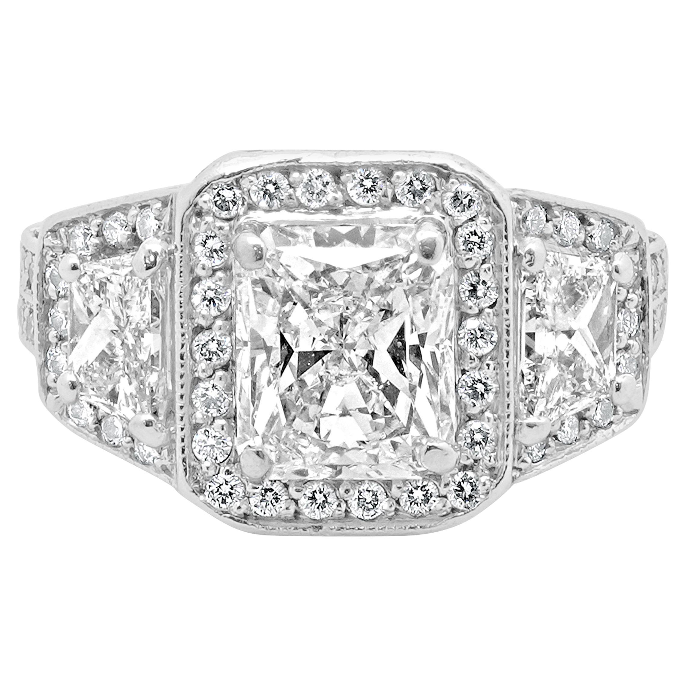 Platinum Radiant Cut Diamond Engagement Ring