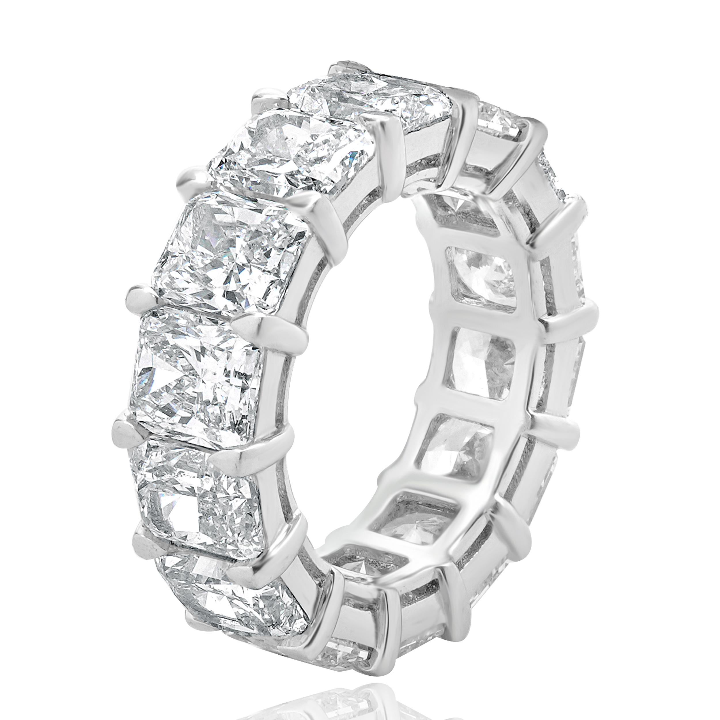 Women's Platinum Radiant Cut Diamond Eternity Band For Sale