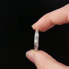 Platinum RARE Carré Cut Diamond Eternity Band Ring Size 6.75 Vintage 3.75 CTW