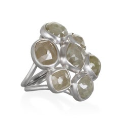 Platinum Raw Diamond Daisy Ring