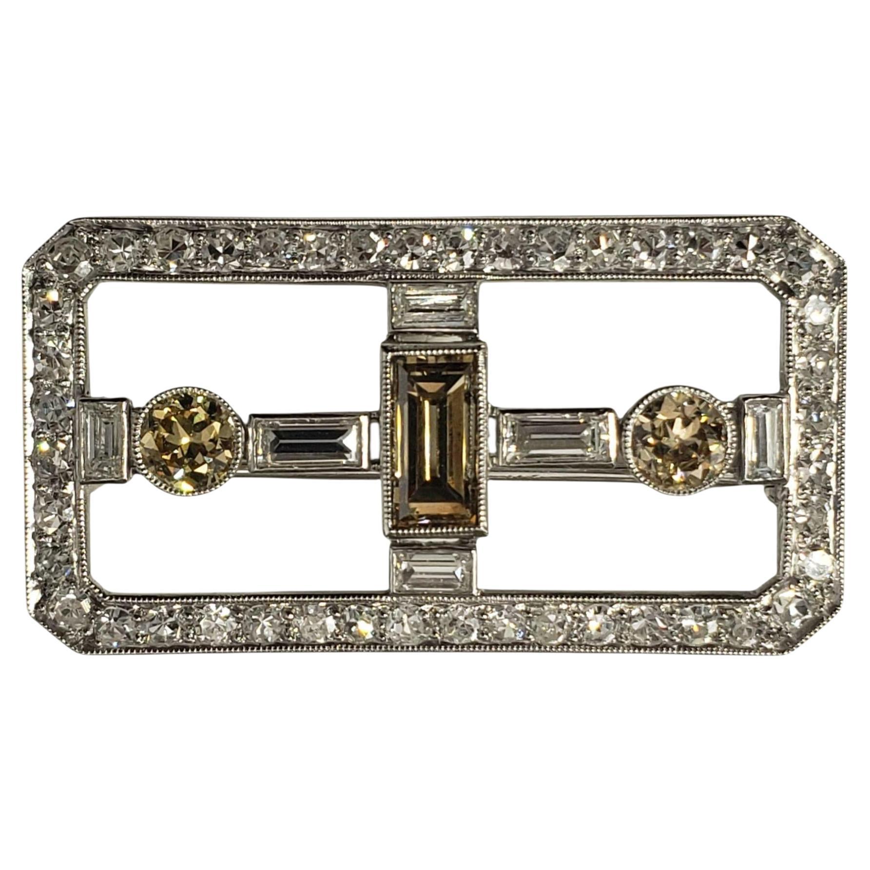 Broche de diamantes rectangular de platino #22373 en venta