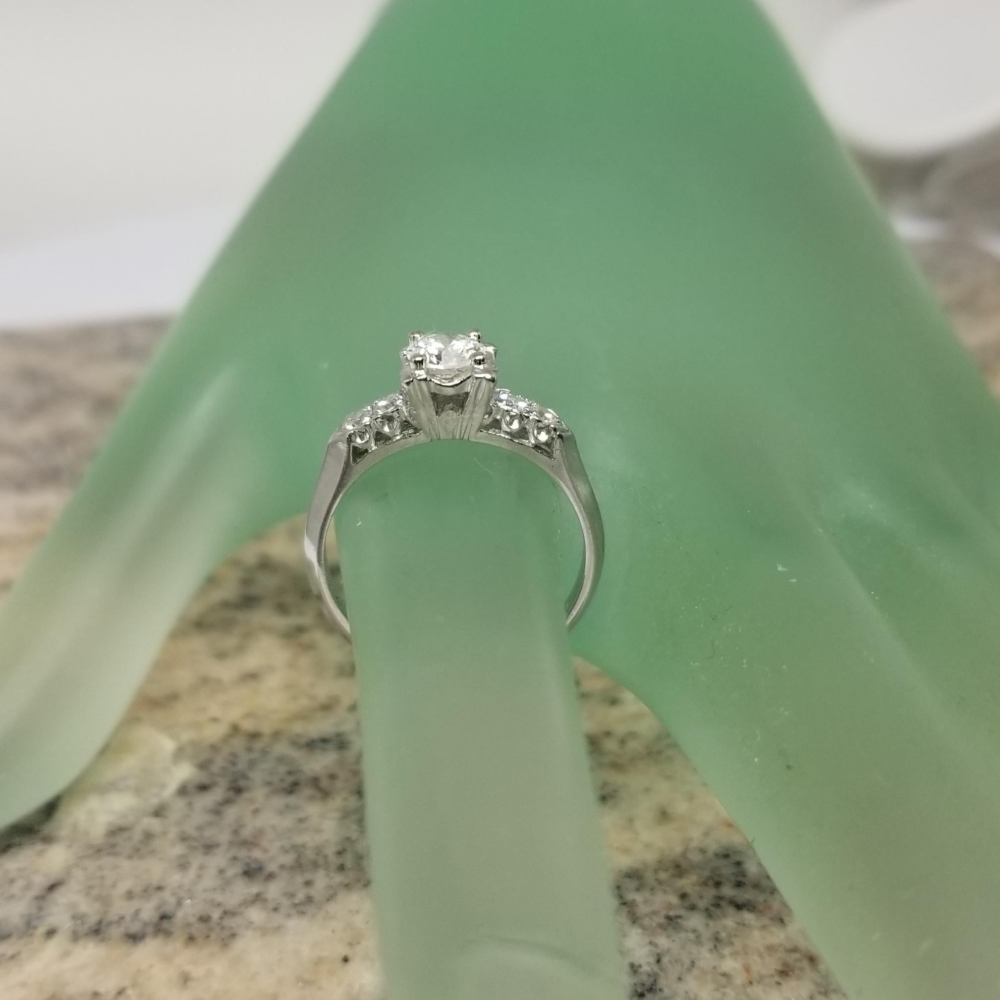 Women's or Men's Platinum Retro Art Deco Inspired Diamond Engagement Ring For Sale