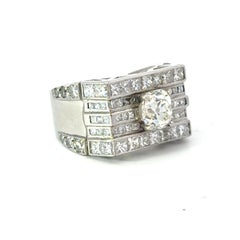 Platinum Retro Diamond Boxy Ring