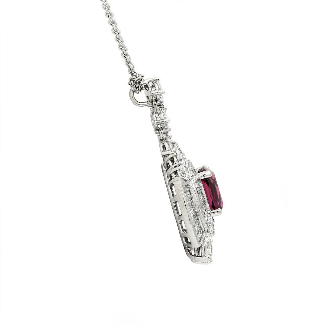 Platinum Rhodolite & Diamond Pendant In Good Condition In Dallas, TX