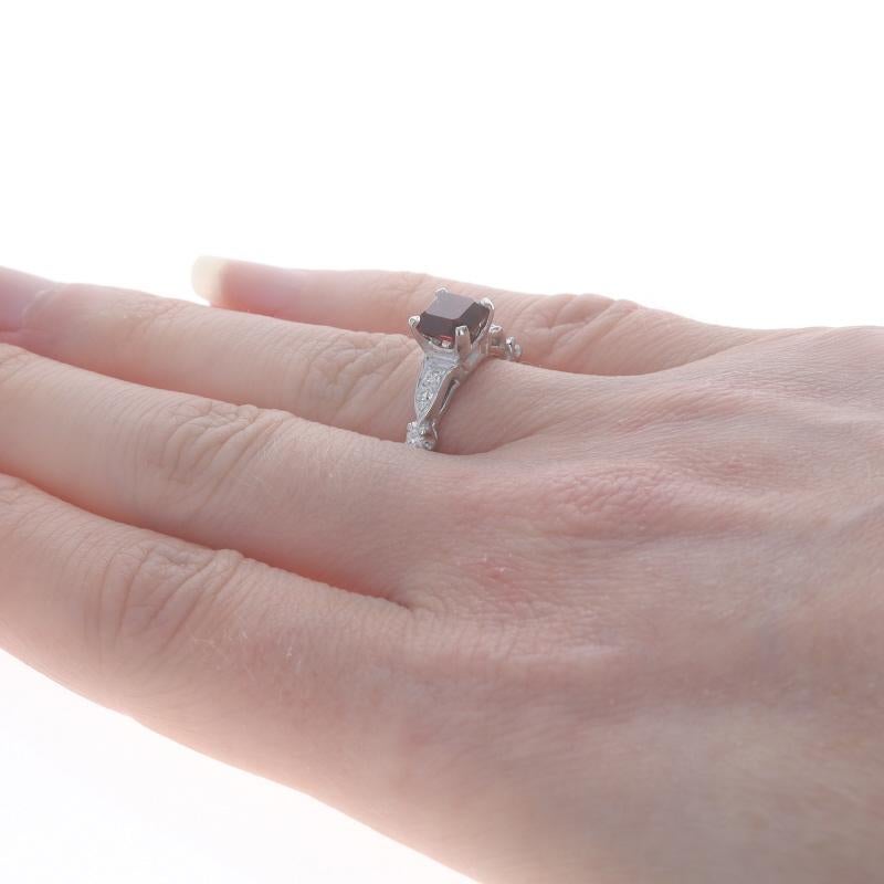 Platin Rhodolith Granat & Diamant Vintage Ring - Quadratischer 1,73 ctw Verlobungsring Damen