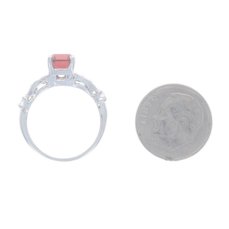 Platin Rhodolith Granat & Diamant Vintage Ring - Quadratischer 1,73 ctw Verlobungsring 1