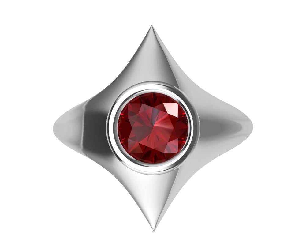 For Sale:  Platinum Rhombus Ruby 1.13 Carat Sculpture Ring 5