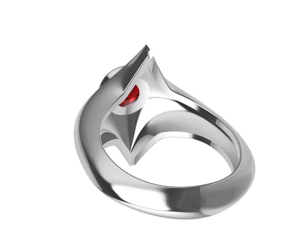 For Sale:  Platinum Rhombus Ruby 1.13 Carat Sculpture Ring 7