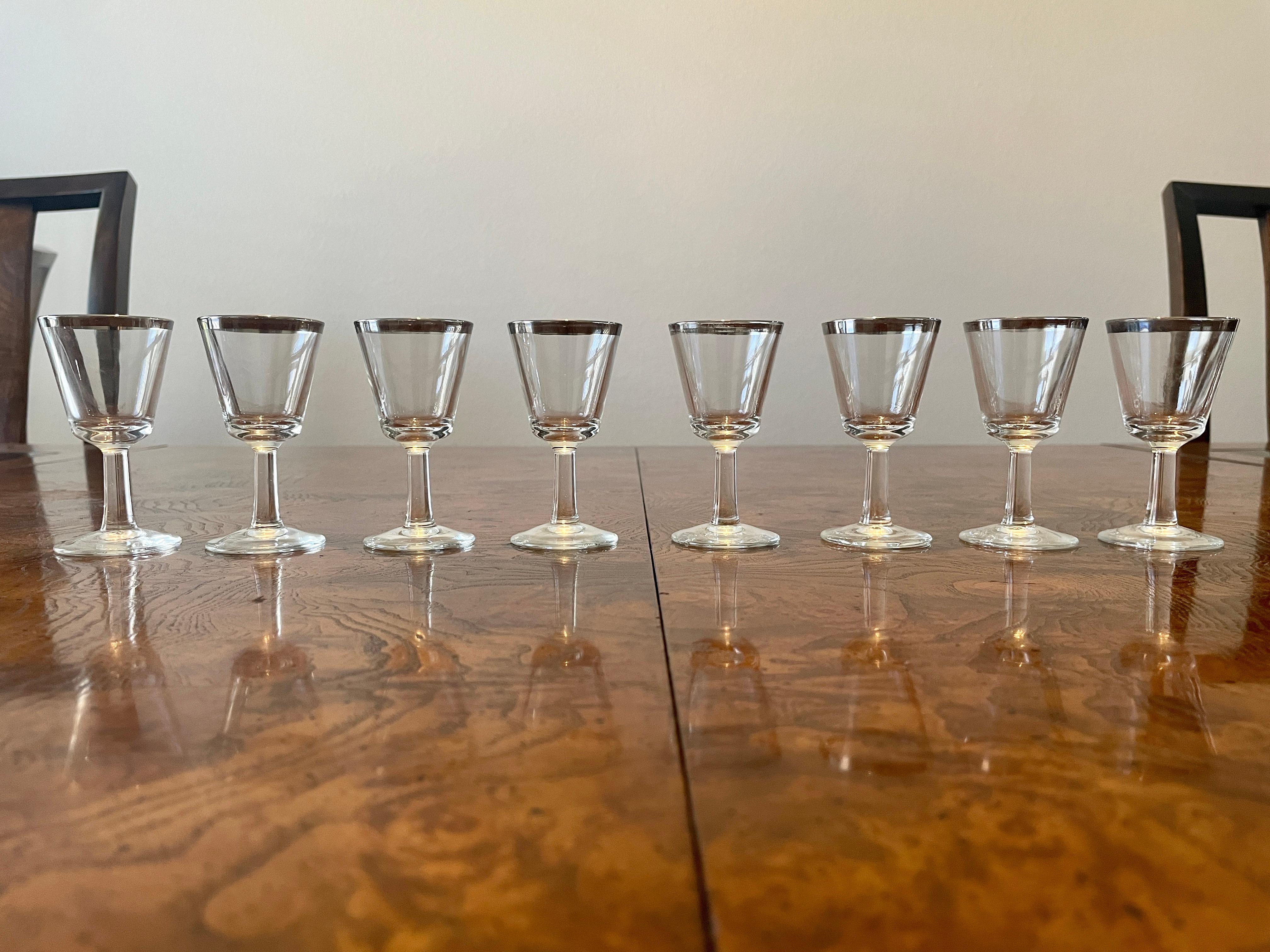 Platinum Rimmed Cordial Glasses- Set of 8 For Sale 2