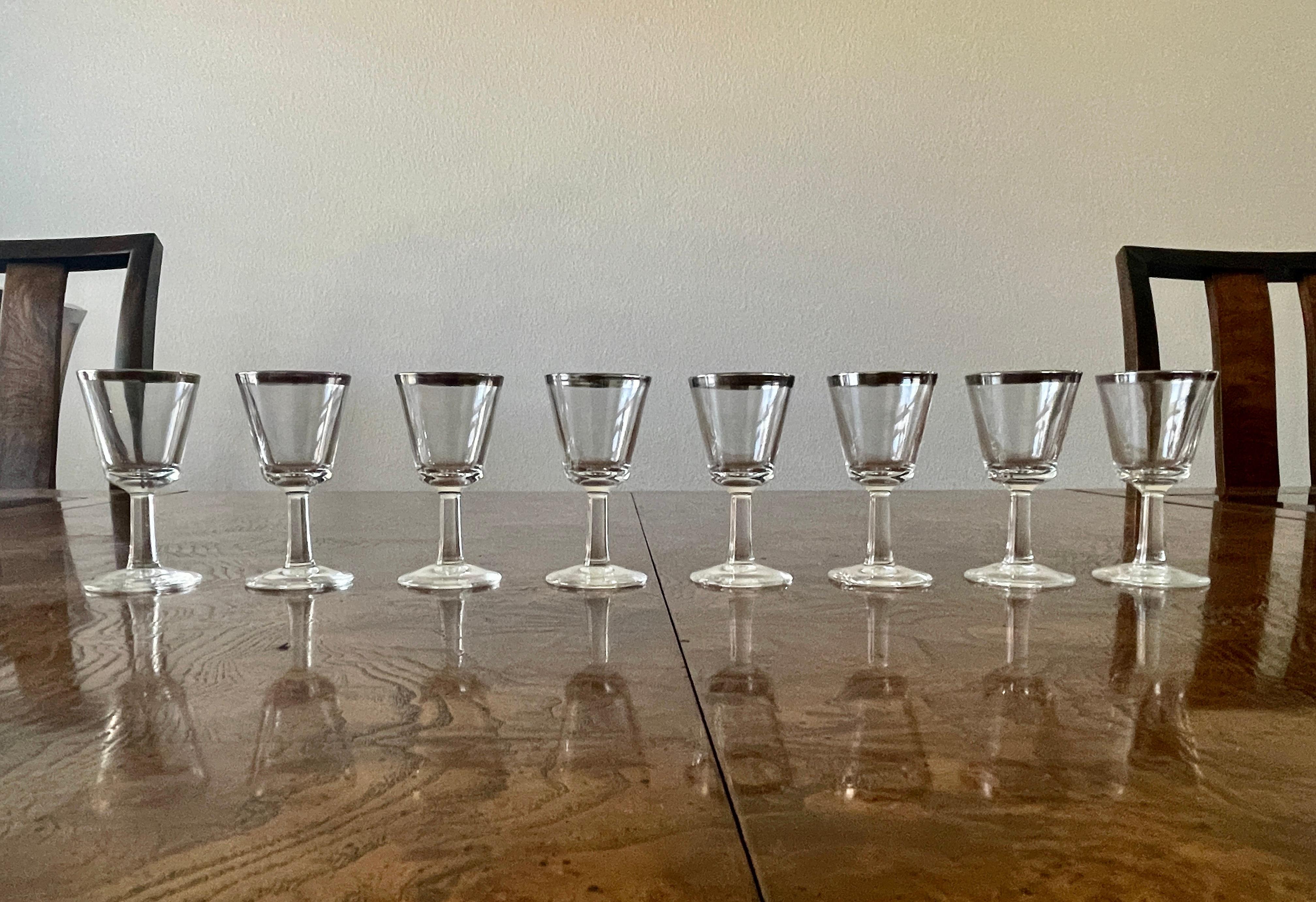 Platinum Rimmed Cordial Glasses- Set of 8 For Sale 3