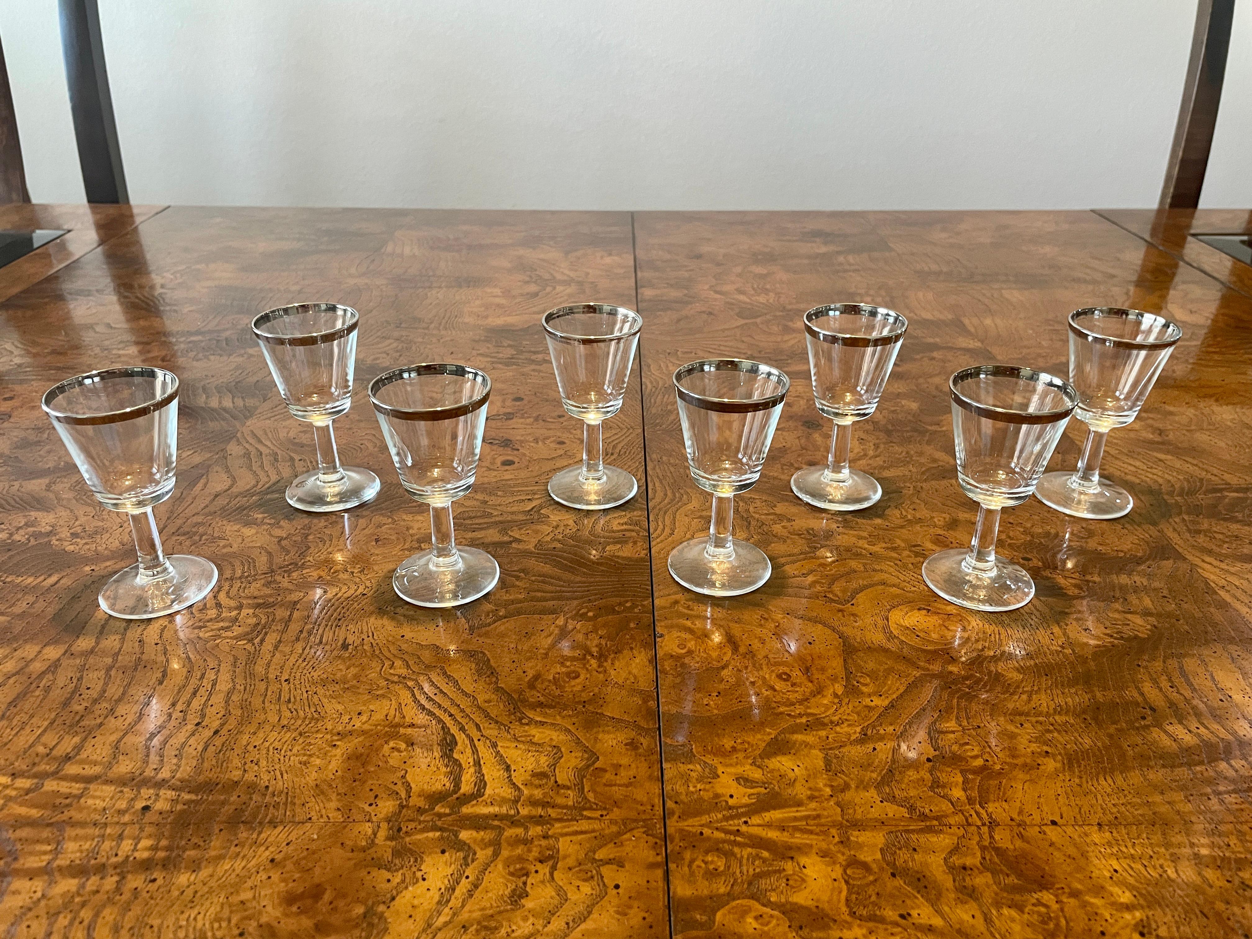 Platinum Rimmed Cordial Glasses- Set of 8 For Sale 4