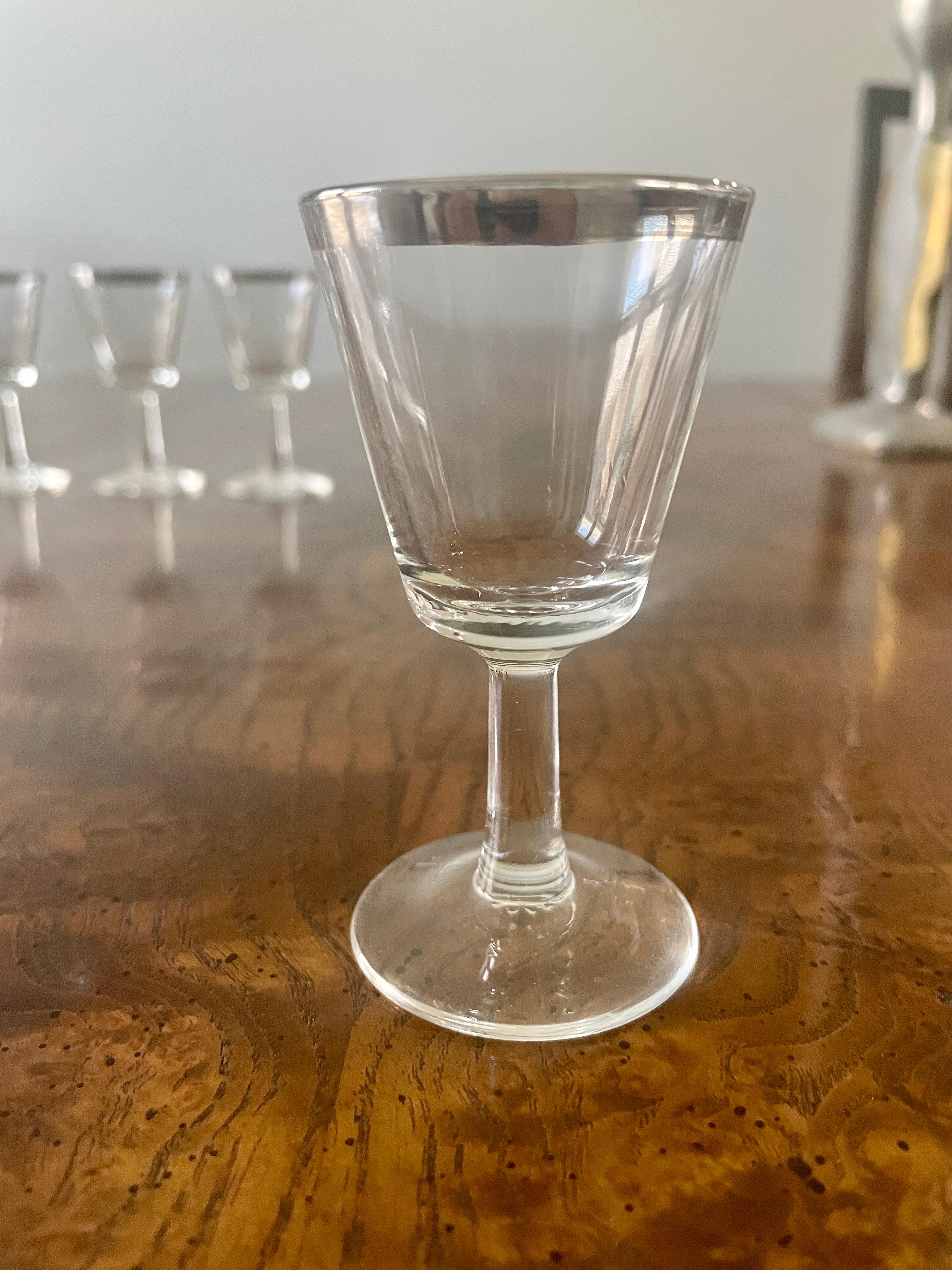 Platinum Rimmed Cordial Glasses- Set of 8 For Sale 5