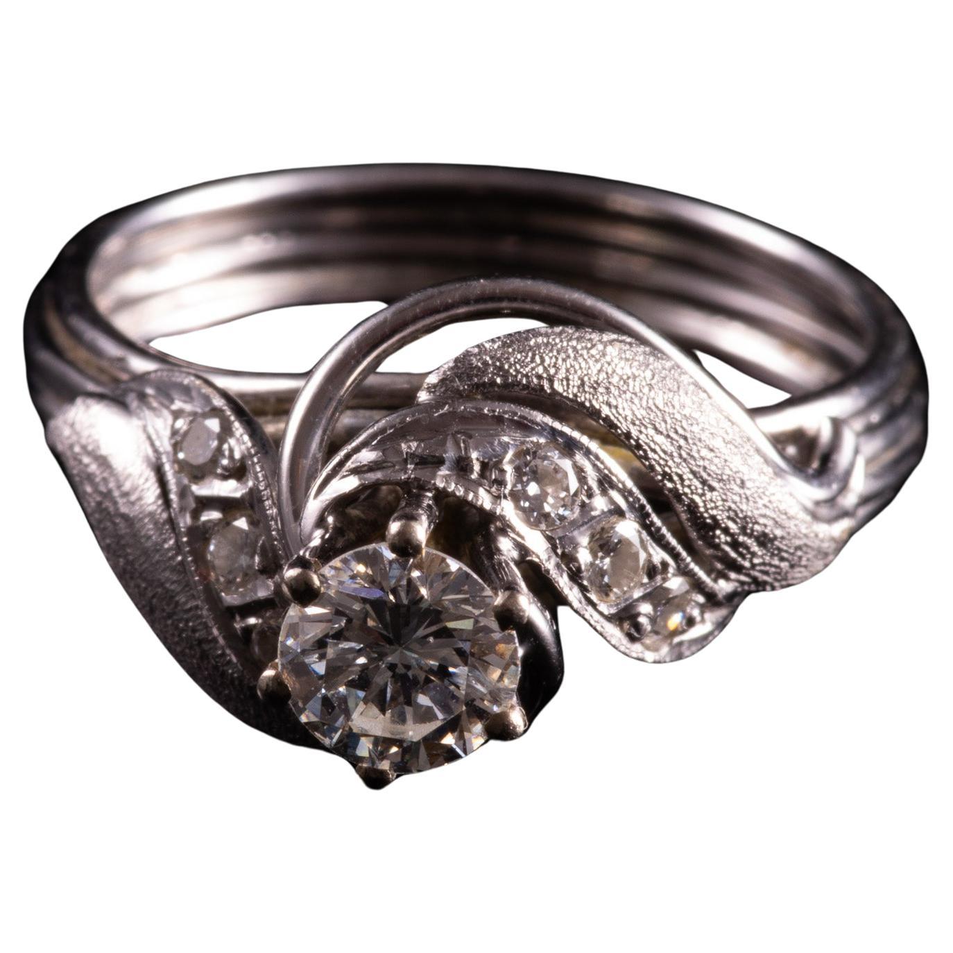 Platinum Ring 0.70 CT Diamond Art Nouveau Solitaire