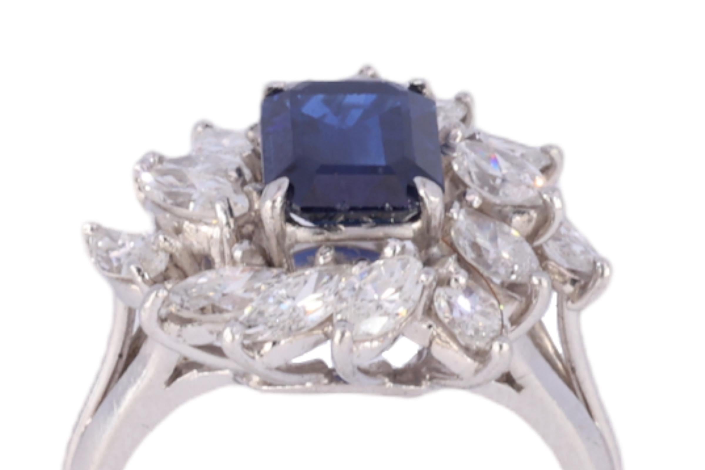 Artisan Platinum Ring 1.5ct No Heat Sapphire, Diamonds GRS Certificate Estate Sultan Oma For Sale
