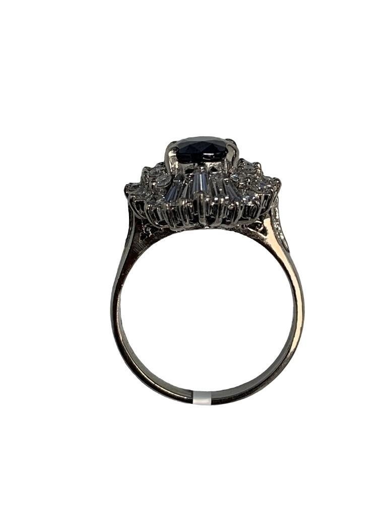 Victorian Platinum Ring 2.13 Carat Sapphire For Sale