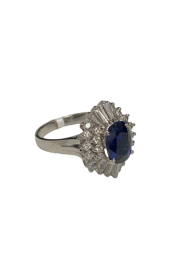 Oval Cut Platinum Ring 2.13 Carat Sapphire For Sale