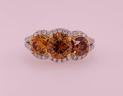 Bague de fiançailles en platine certifiée GIA de 2,50 carats Brilliante Nature Orange foncé