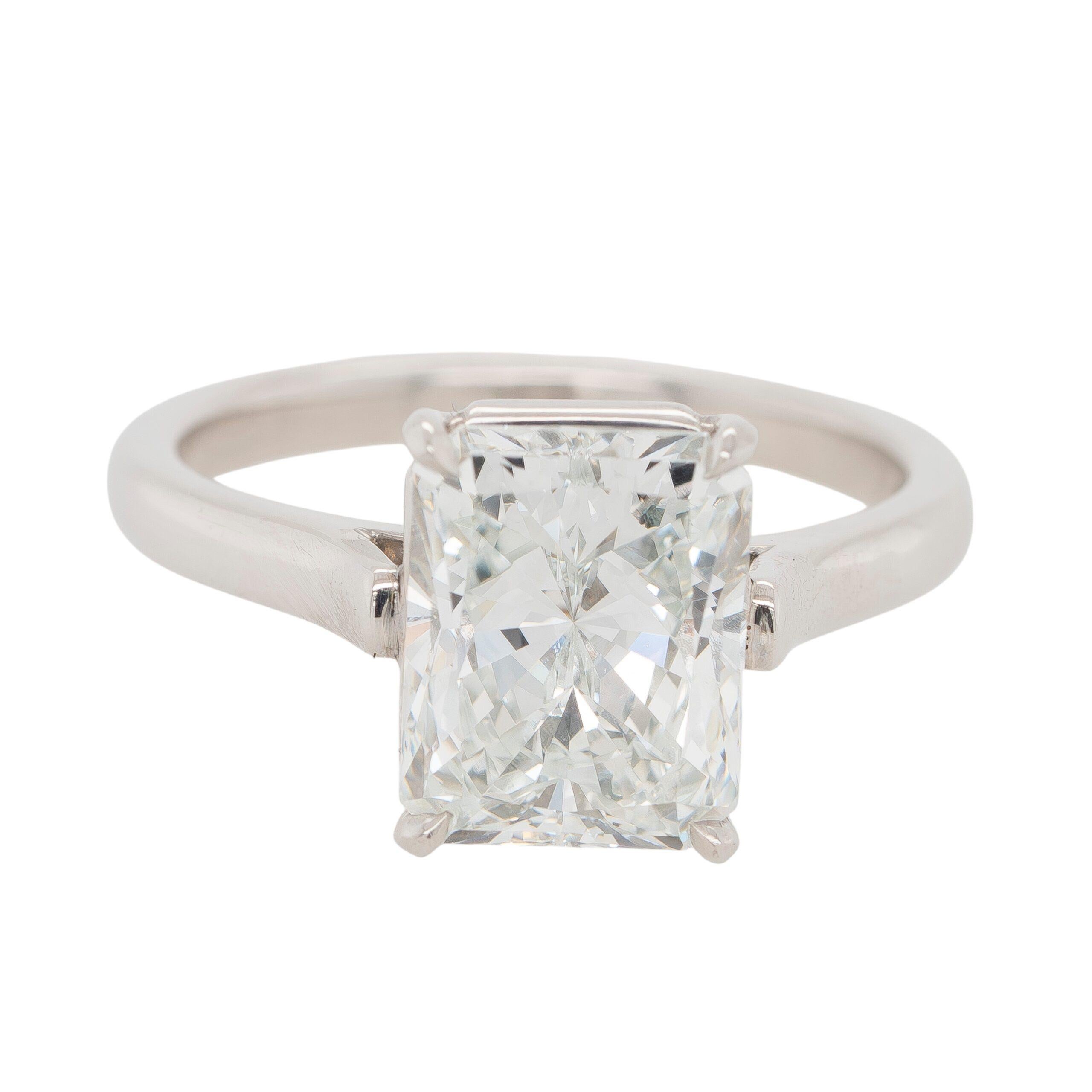 Platinring 3,20 Karat GIA-zertifizierter strahlender Diamant im Brillantschliff im Angebot 2
