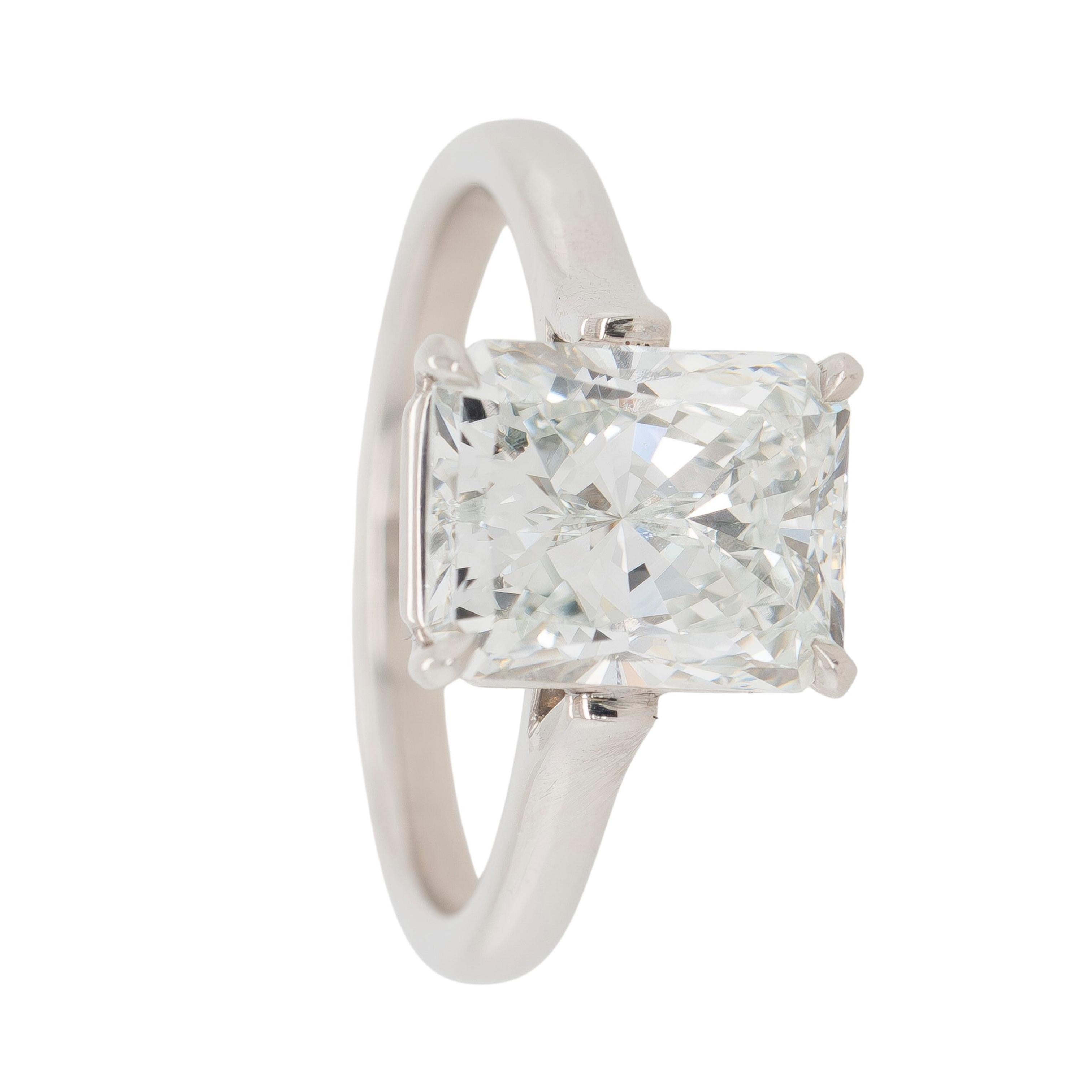 Platinring 3,20 Karat GIA-zertifizierter strahlender Diamant im Brillantschliff im Angebot 3