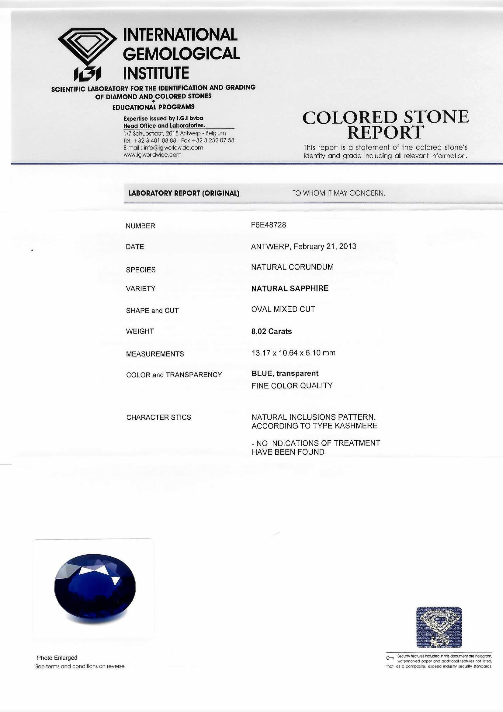 Platinum Ring 8.02 Carat Kashmir Sapphire, 3.75ct Oval Diamonds, IGI Certified For Sale 5