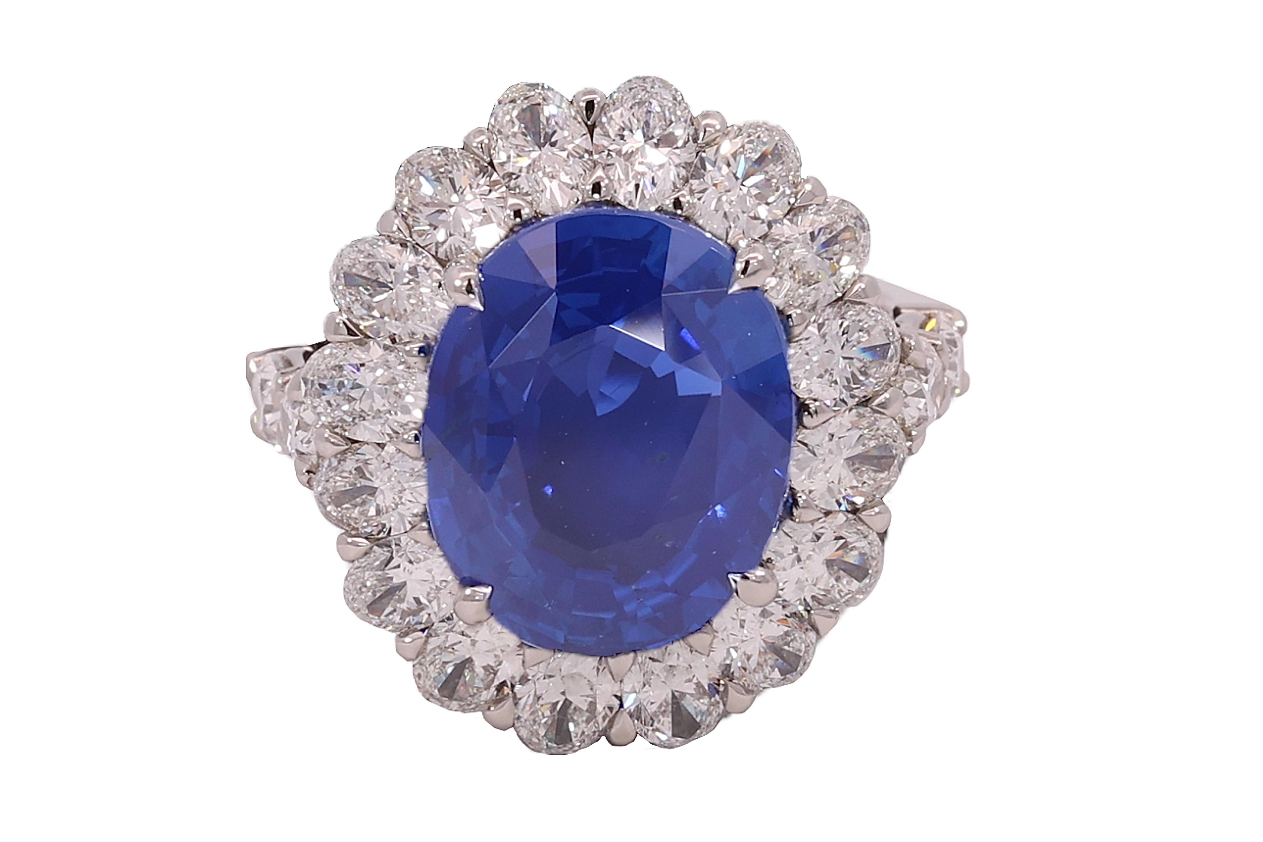 IGI Certified Stunning Platinum Ring with 8.02 ct. Kashmir No Heat Sapphire, 3.75 ct. Diamonds

Diamonds: 3.75 ct.

Sapphire: Blue Natural Kashmir Sapphire, Oval Shaped  8.02 ct. With No indications of treatment. 
Comes with an IGI certificate