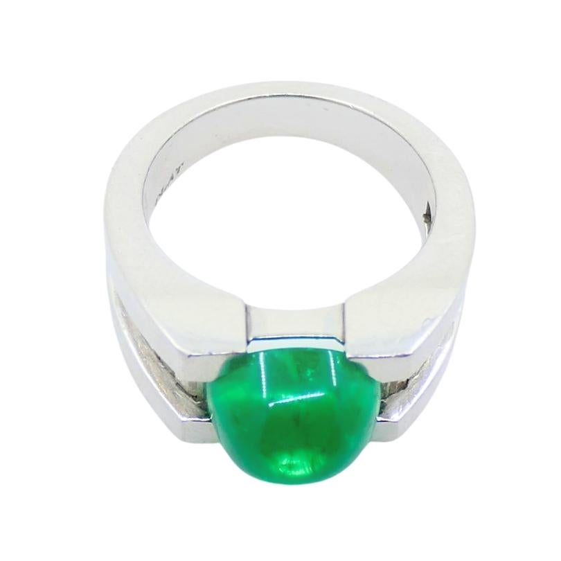 Platinum Ring Emerald Diamond Vintage Jewelry For Sale 1