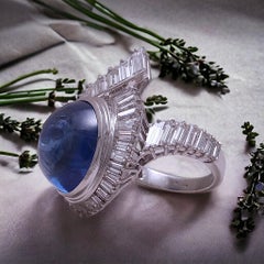 Platinum Ring NH Ceylon 14.6 ct. Sapphire & 3.15ct. Diam. GRS Certified, Estate