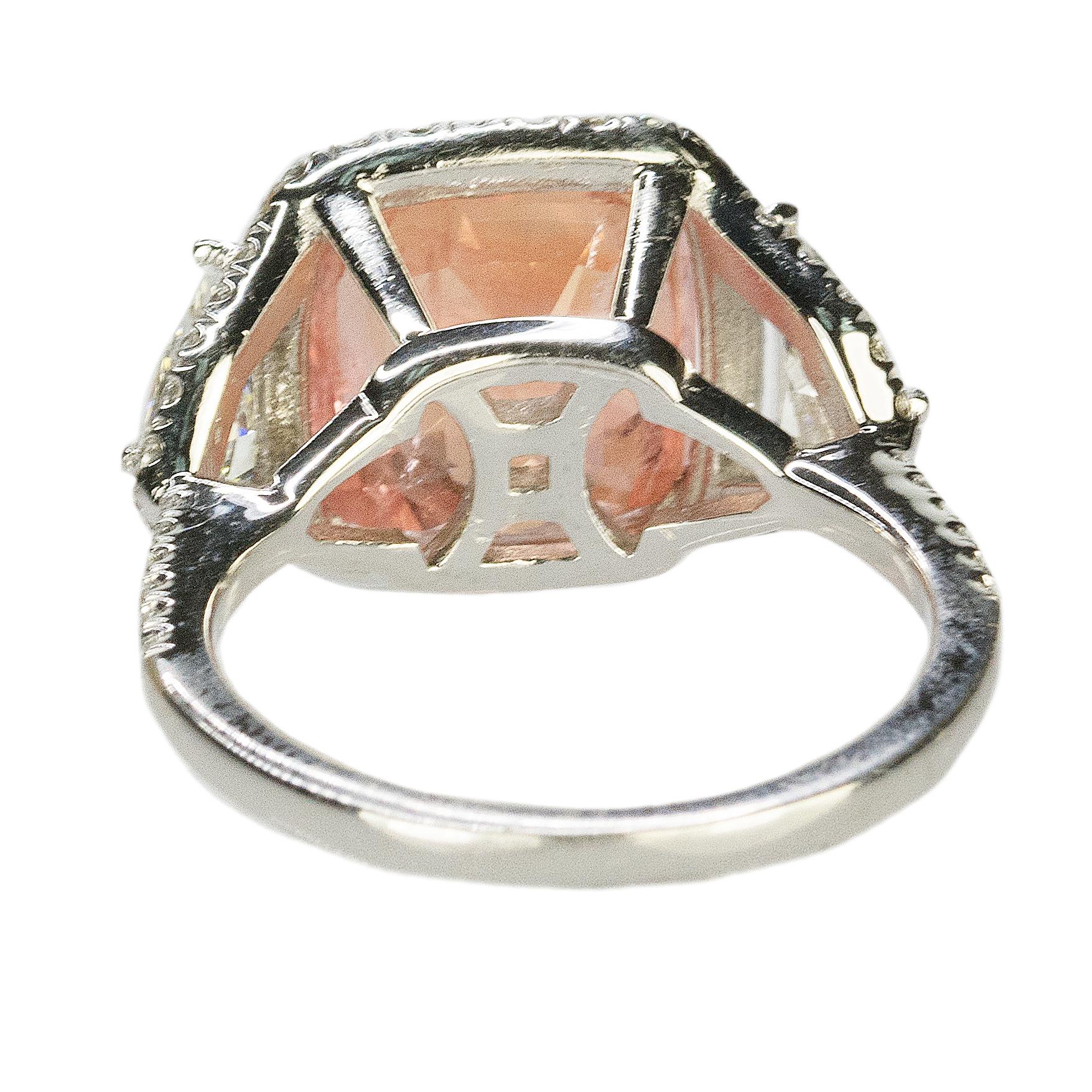 Platinum Ring No Heat Ceylon Padparadscha Sapphire 1