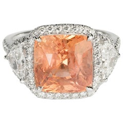 Platinum Ring No Heat Ceylon Padparadscha Sapphire