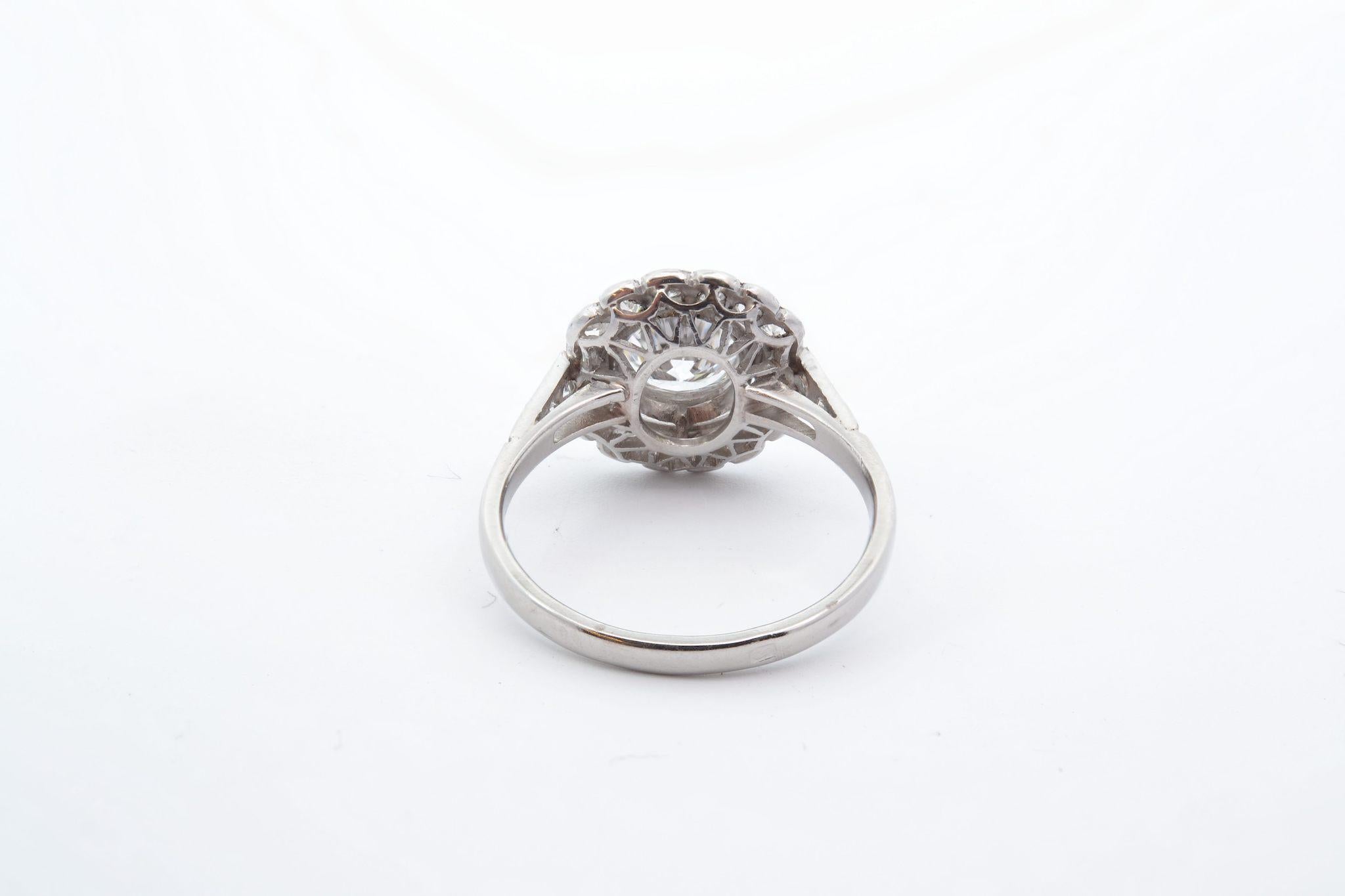 Platinum ring set with 1, 10 carats F/SI2 diamond In Good Condition In PARIS, FR