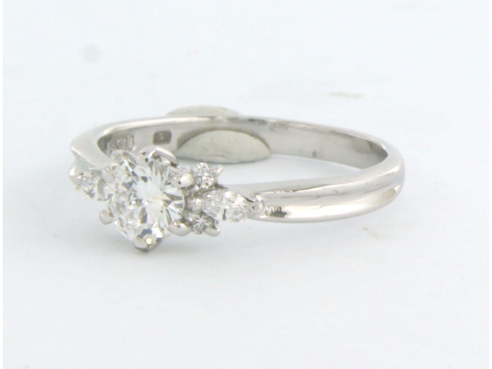 Modern Platinum ring set with diamonds  For Sale